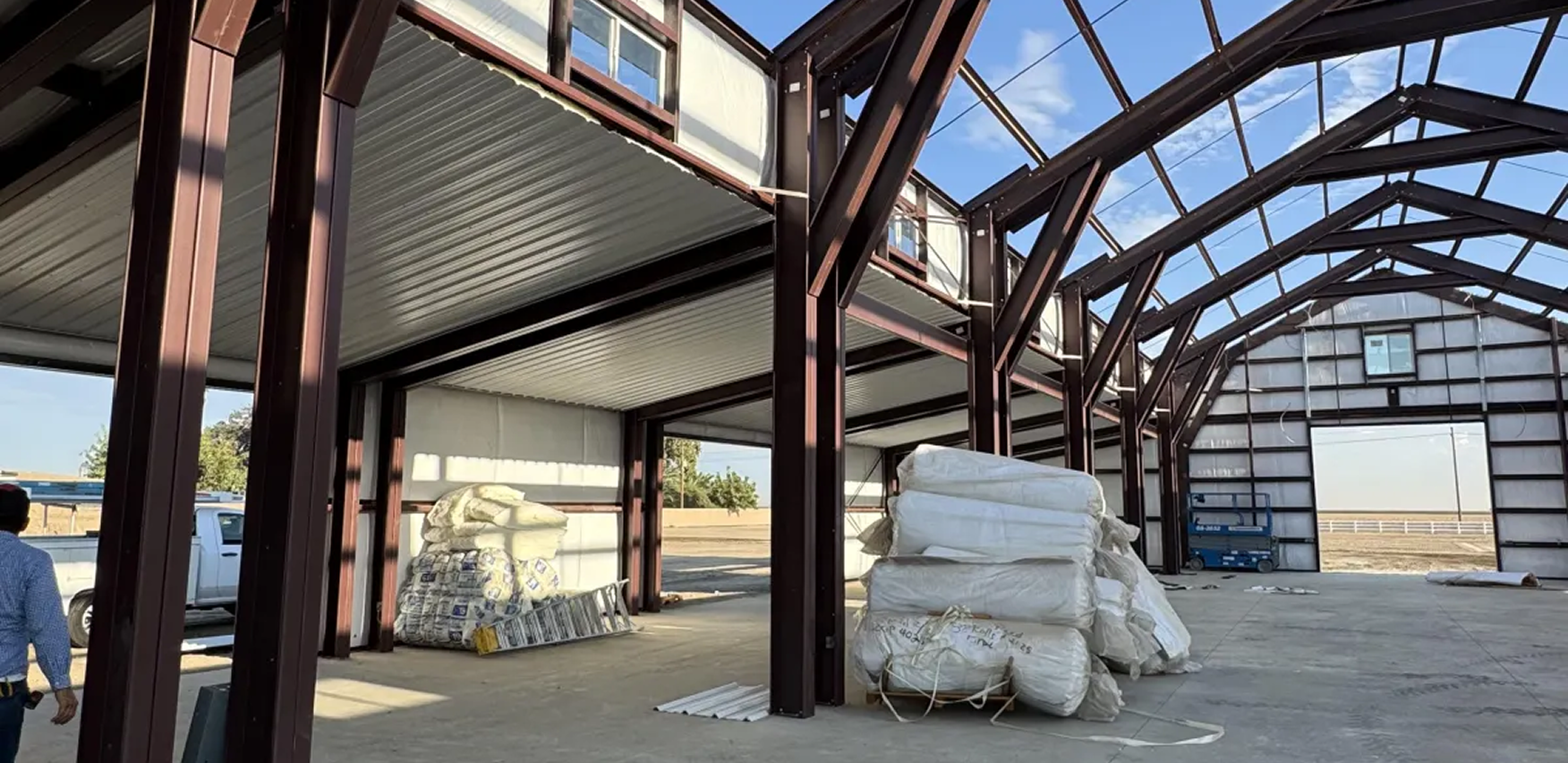 Industrial structure with stacked materials