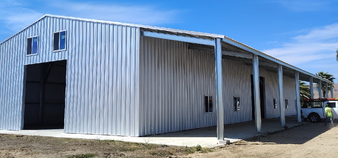 New steel structure on sunny day